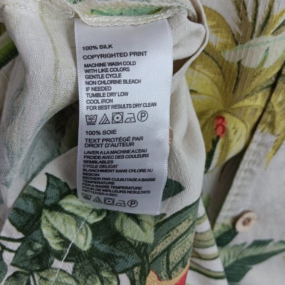 TOMMY BAHAMA Men's Hawaiian Shirt Cream Size XL Silk Tropical Palms Floral - Picture 5 of 5